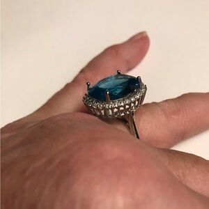 Blue Topaz Stamped 925 Sterling Silver Ring